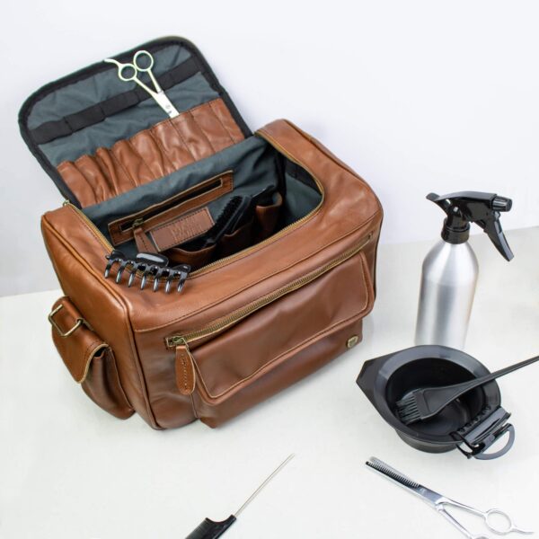 Personalized Leather Hairdressers Bag and Holder