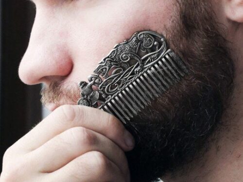 Viking Beard Comb, Fenrir, Silver Pocket